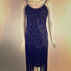 Beautiful Black beaded fringe dress! SZ M